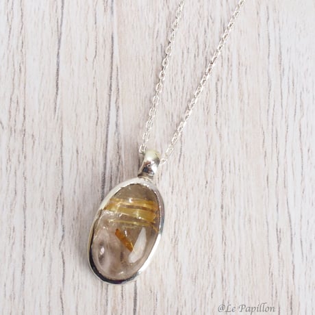 普段使いに！金線ルチルクォーツ❤︎シルバーネックレス