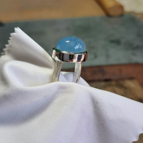 11号　上質氷のようなアクアマリン シルバーリング
