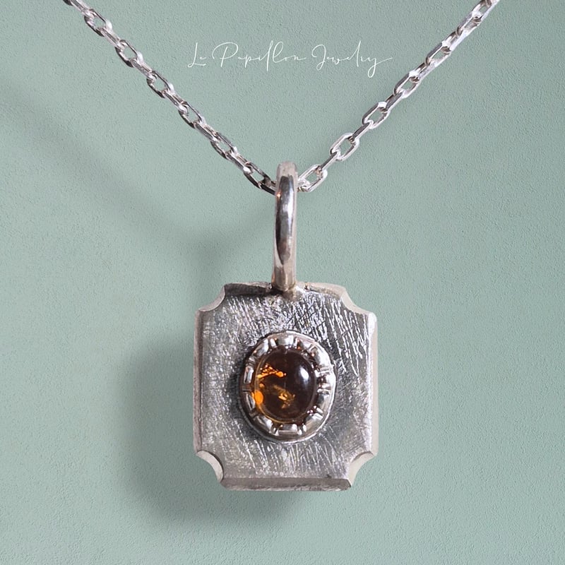 Cadre オレンジトルマリン シルバーネックレス | Le Papillon Jewelry