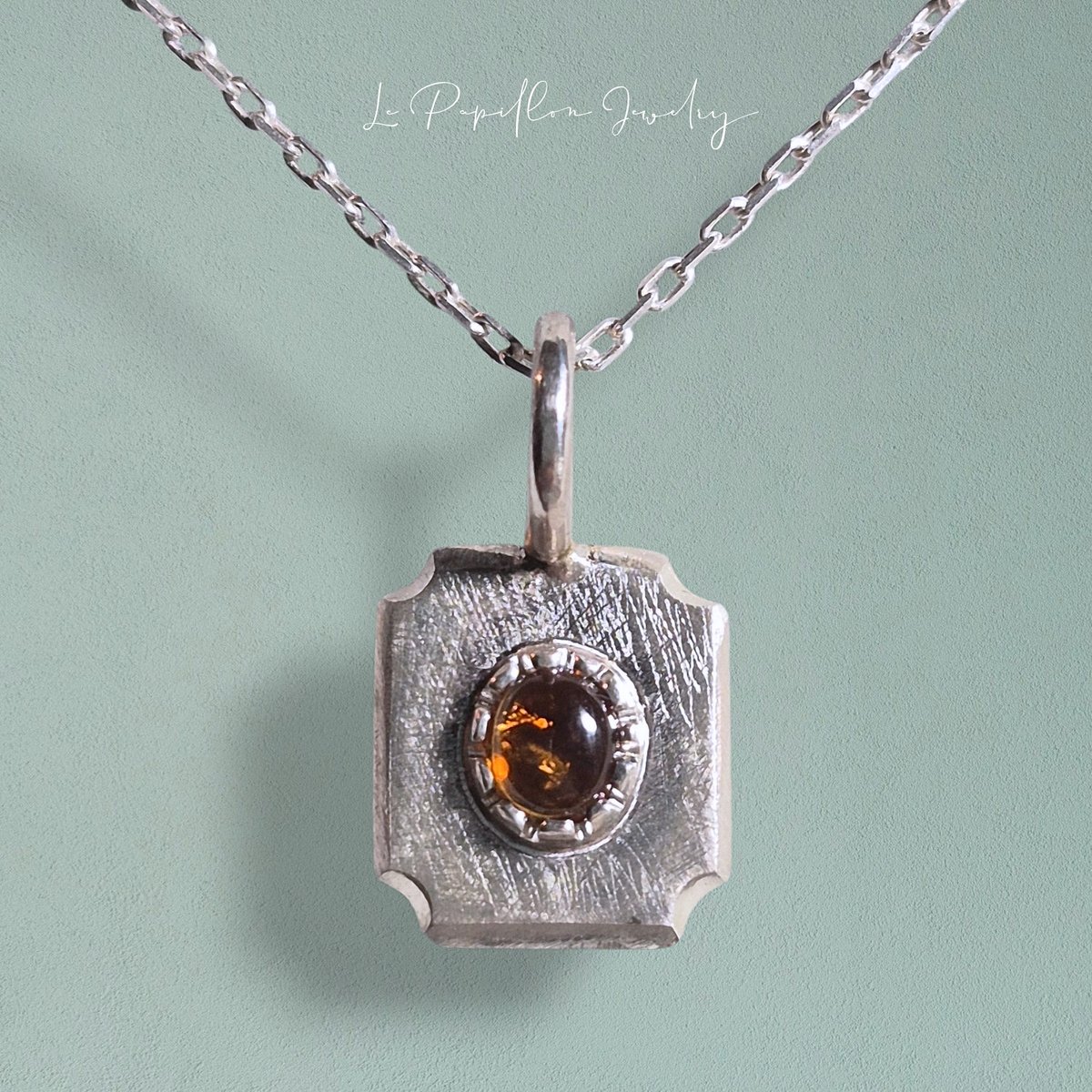 Cadre オレンジトルマリン シルバーネックレス | Le Papillon Jewelry