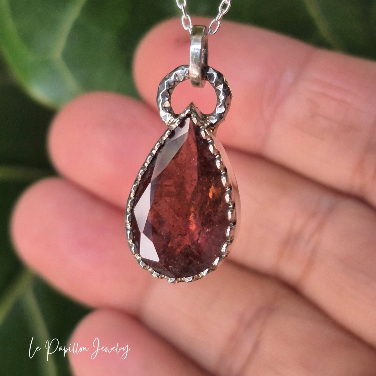 赤ワイン色のピンクトルマリンペンダントトップ K18YG トルマリン ピンク ウォーターメロン ペンダントトップ