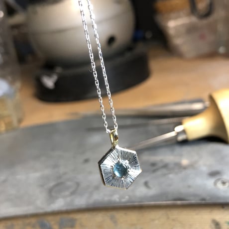 星のブルートルマリン　k18&シルバーネックレス  のコピー