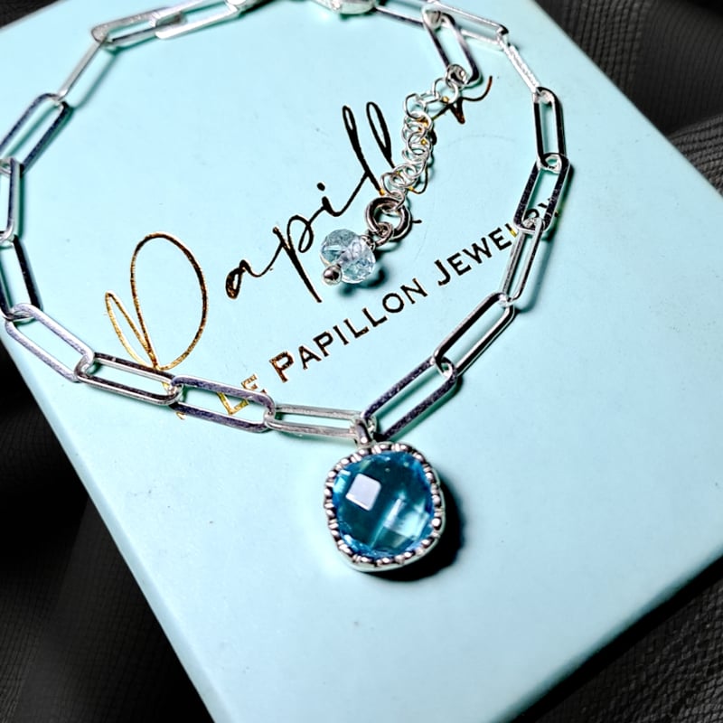 煌めくブルートパーズ シルバーブレスレット | Le Papillon Jewelry