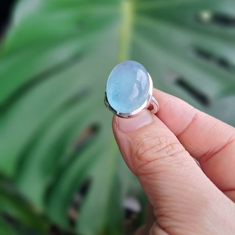 13号 大粒アクアマリン　シルバーリング