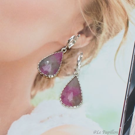 レア！大きめとても綺麗なルビーインフェルドスパー❤︎シルバーピアス