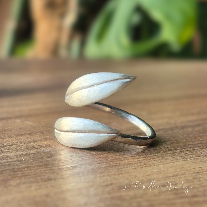 盆栽　松　黒松　五葉松　指輪　シルバーオープンリング シルバーの葉っぱリング｜ボタニカルオープンリング | Le