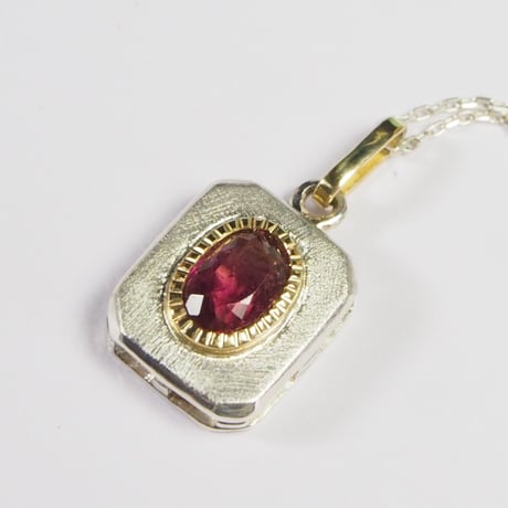 1.90ct 非加熱大きめピンクトルマリン K18&シルバーネックレス