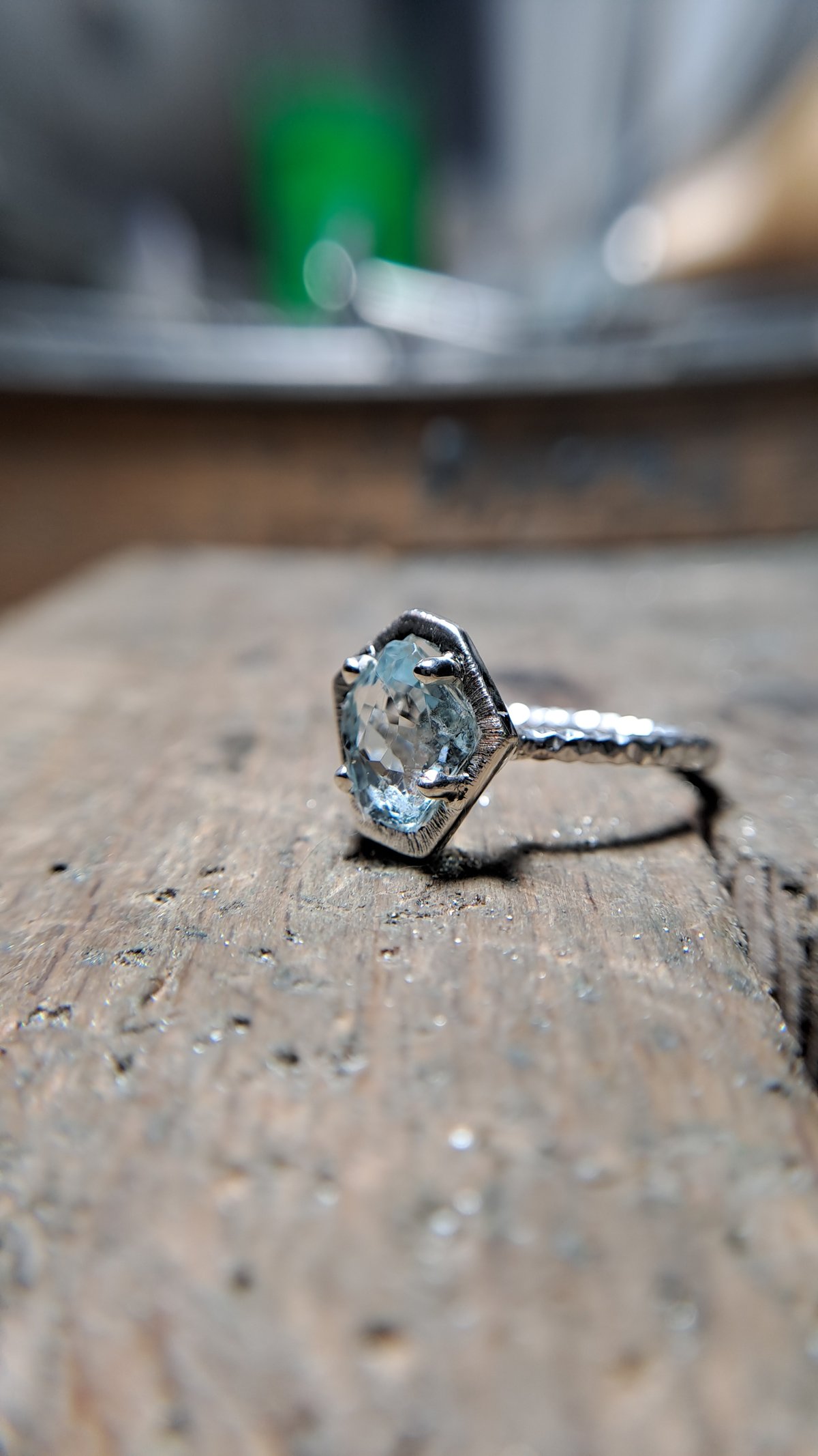 13号 氷の欠片アクアマリン シルバーリング | Le Papillon Jewelry