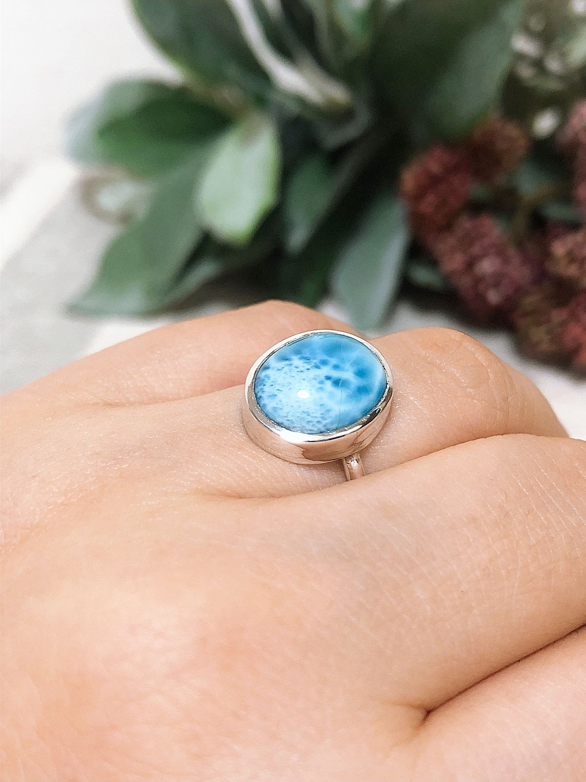 8号カリブの水色ラリマー SVリング | Le Papillon Jewelry