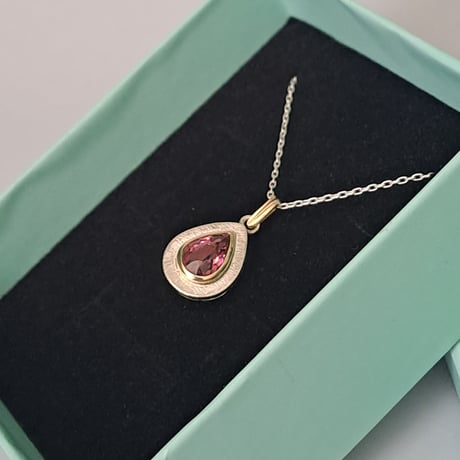 1.20ct 艶やかピンクトルマリン K18&シルバーネックレス