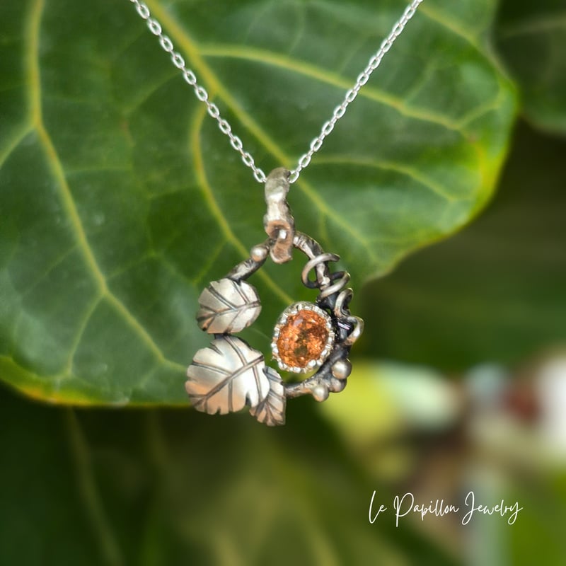 Botanical サーモンピンクトルマリン シルバーネックレス | Le