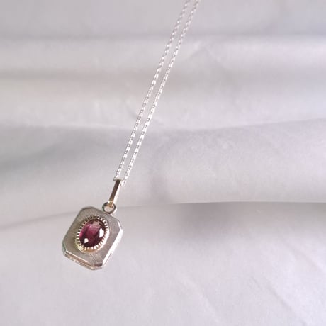 1.90ct 非加熱大きめピンクトルマリン K18&シルバーネックレス