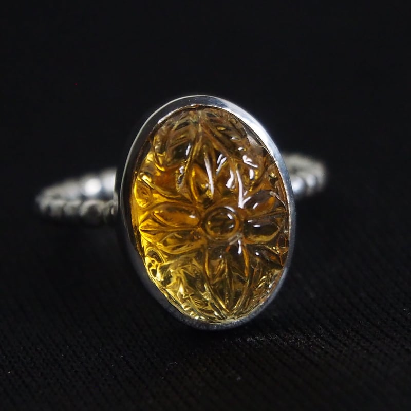 12号AAAカービングシトリンSVリング | Le Papillon Jewelry