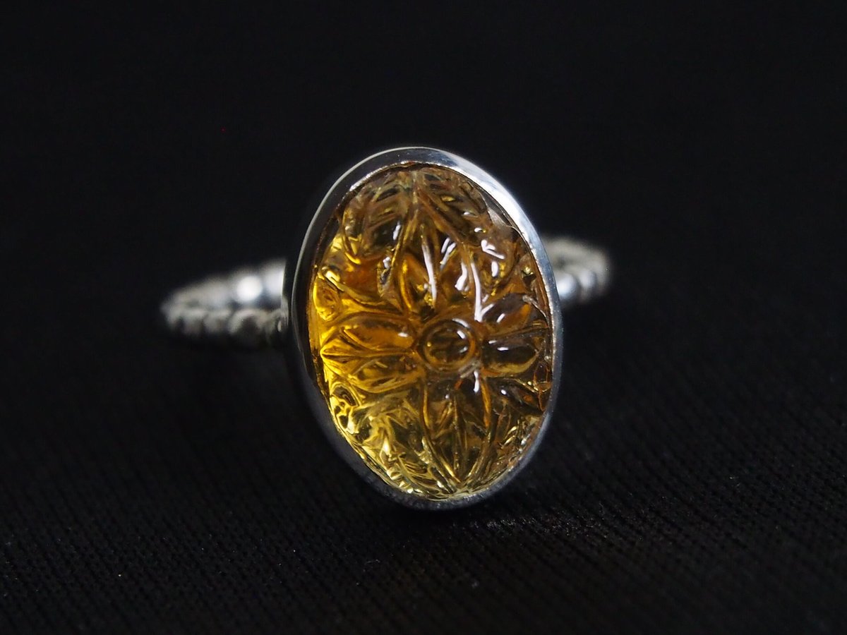 12号AAAカービングシトリンSVリング | Le Papillon Jewelry