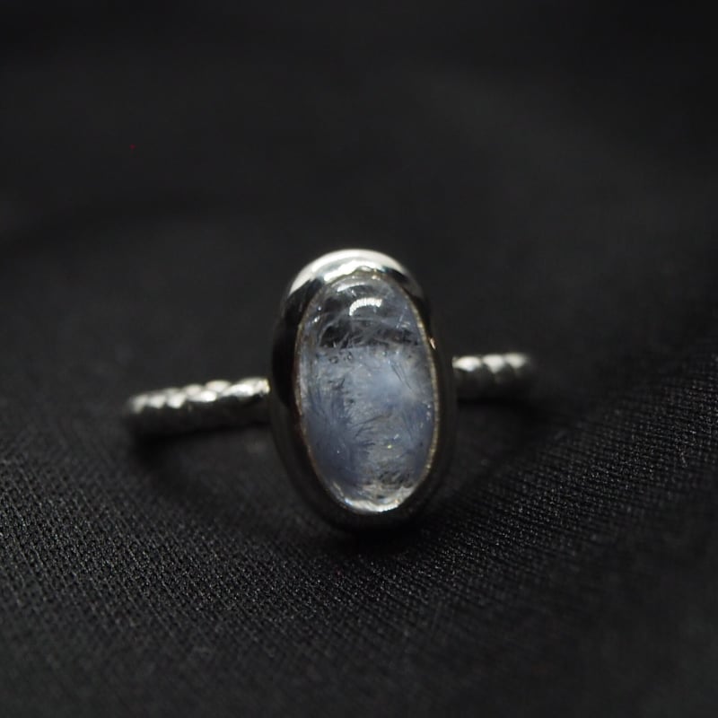 高品質ホワイトデュモルチェライトインクォーツ リング フワフワ