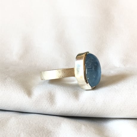 14号　上質アクアマリン　シルバーリング