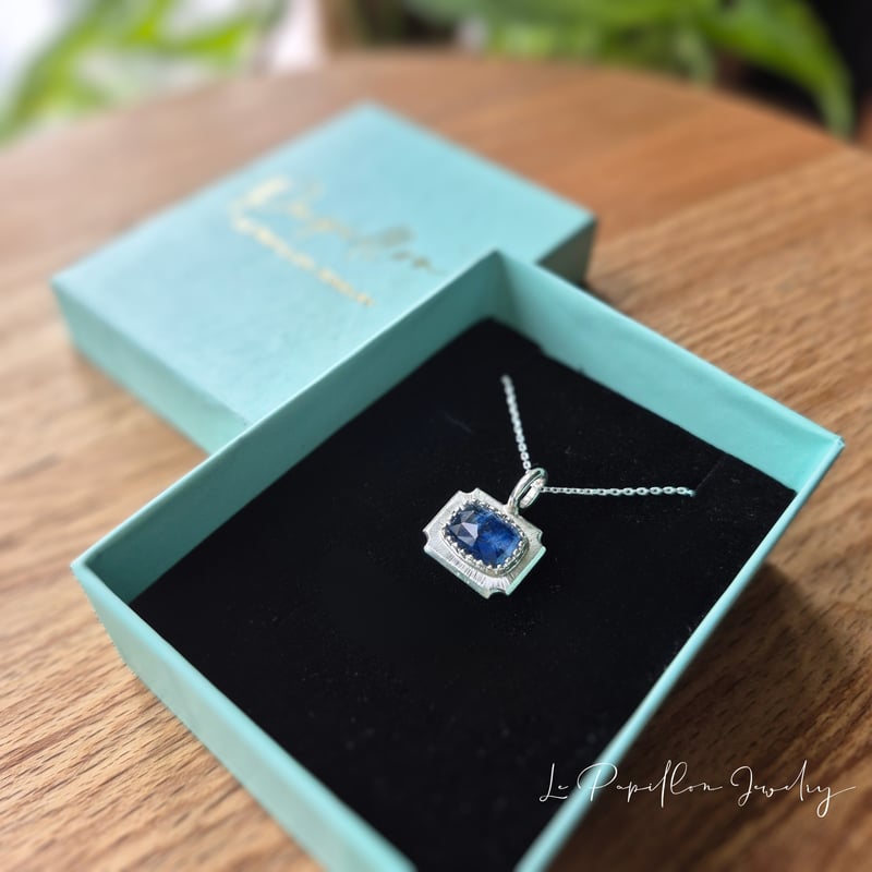 カイヤナイト　ネオンブルーアパタイト　カレンシルバー　ネックレス　※N36等 Cadre 深いブルーカイヤナイト シルバーネックレス | Le