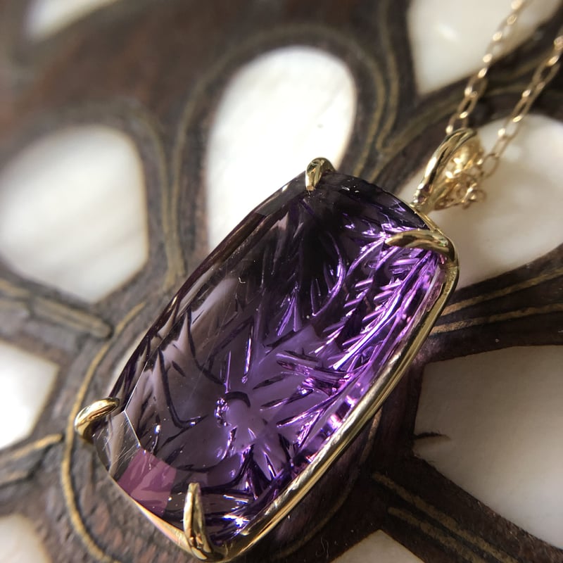 K18 美麗カービングアメジスト ネックレス | Le Papillon Jewelry
