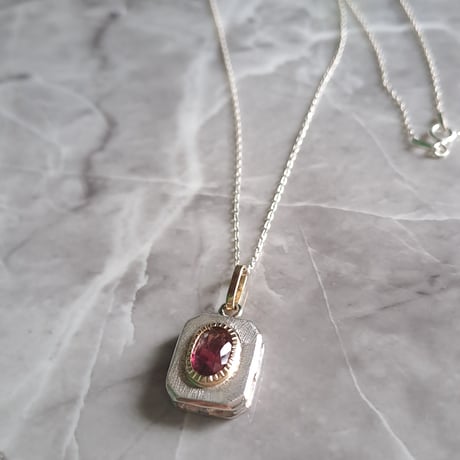 1.90ct 非加熱大きめピンクトルマリン K18&シルバーネックレス