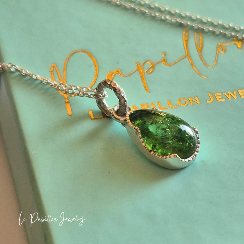 森の雫 グリーントルマリン シルバーネックレス | Le Papillon Jewelry