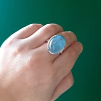 16号　プルンとした大きなアクアマリン　シルバーリング
