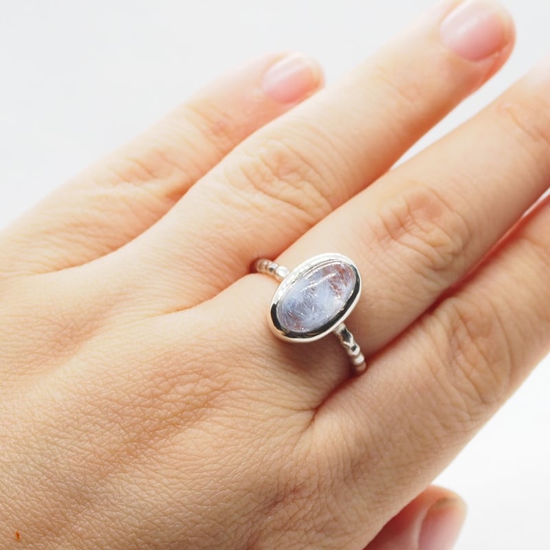 高品質　デュモルチェライト インクォーツ　リング　指輪　9 d様 デュモルチェライトインクォーツ リング 14号