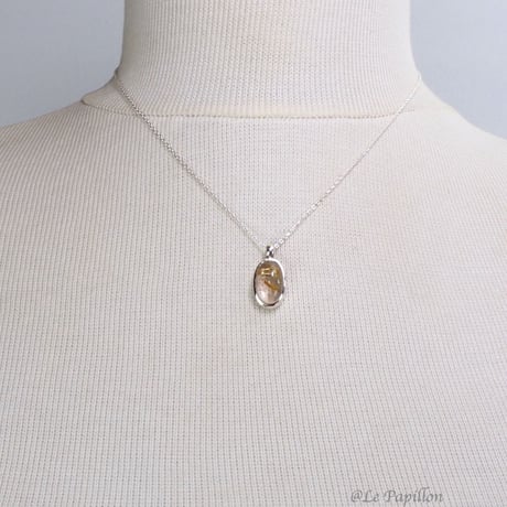 普段使いに！金線ルチルクォーツ❤︎シルバーネックレス