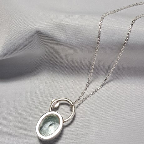 氷のアクアマリン&CZ シルバーネックレス