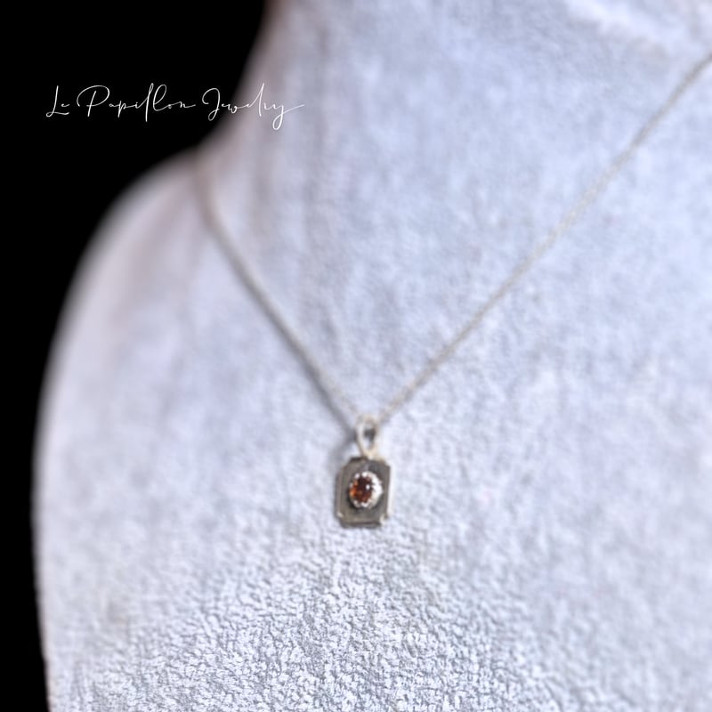 Cadre オレンジトルマリン シルバーネックレス | Le Papillon Jewelry