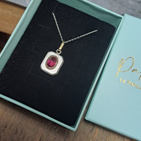 1.90ct 非加熱大きめピンクトルマリン K18&シルバーネックレス