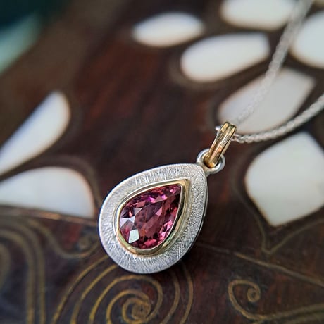 1.20ct 艶やかピンクトルマリン K18&シルバーネックレス