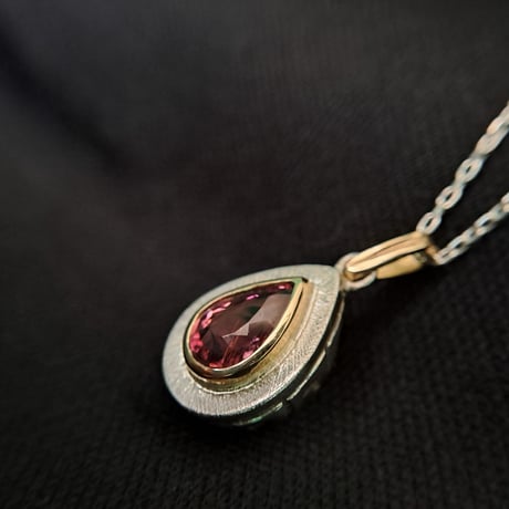 1.20ct 艶やかピンクトルマリン K18&シルバーネックレス