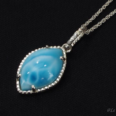 極上品カリブの水色ラリマー❤︎シルバーネックレス
