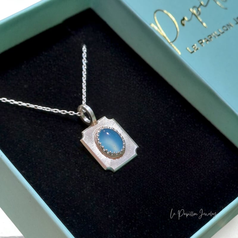 agate アガット　ネックレス　ペンダント　シルバー　シーブルーカルセドニー シーブルーカルセドニー カット シルバー ネックレス 天然石