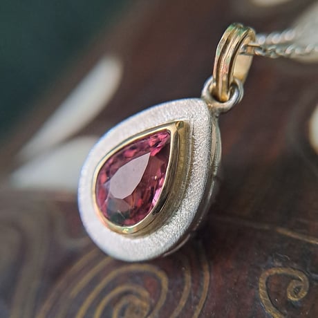 1.20ct 艶やかピンクトルマリン K18&シルバーネックレス