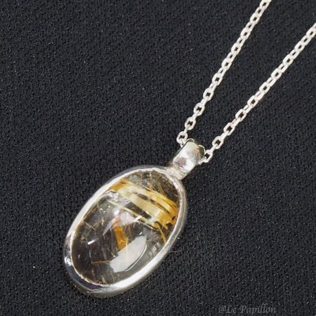 普段使いに！金線ルチルクォーツ❤︎シルバーネックレス