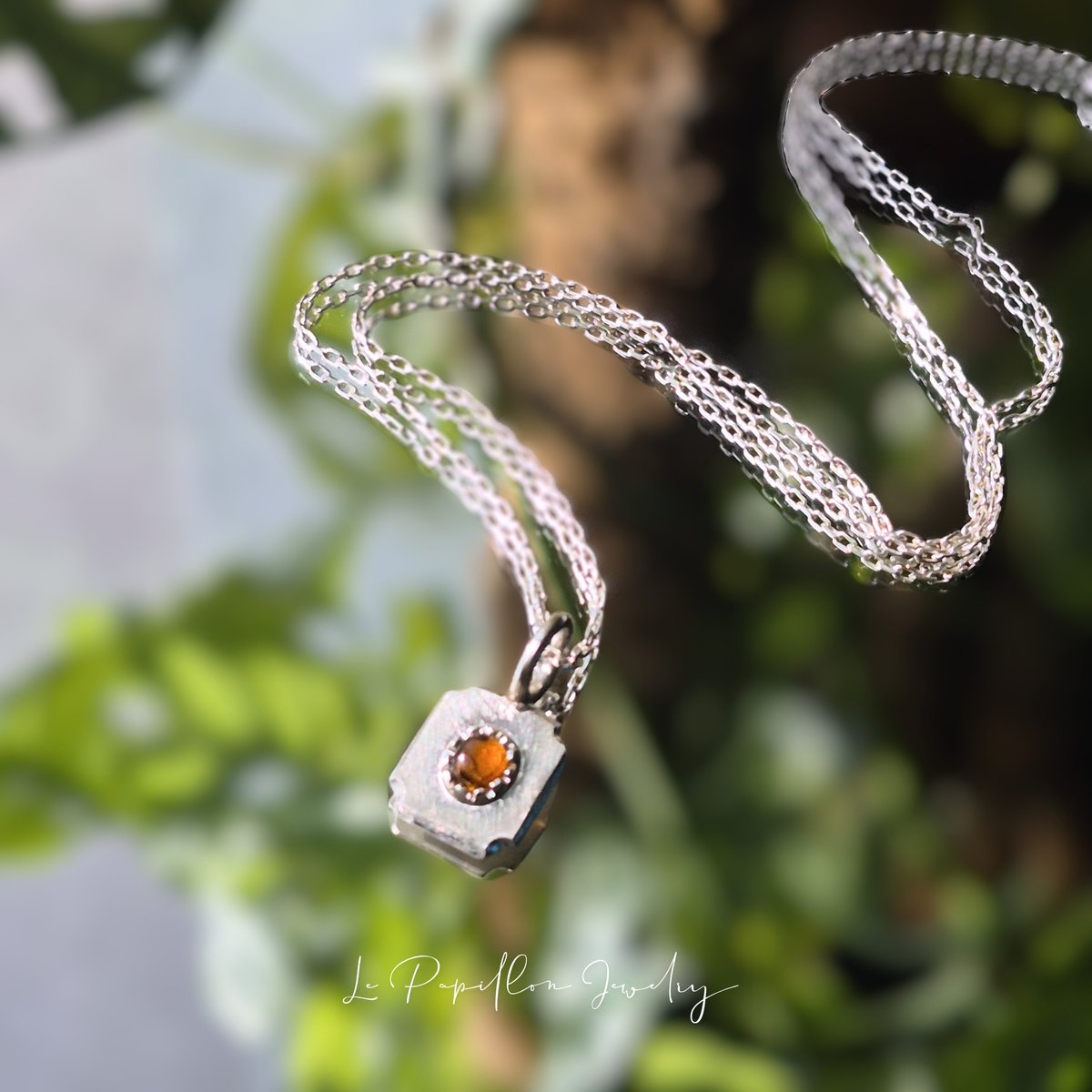 Cadre オレンジトルマリン シルバーネックレス | Le Papillon Jewelry