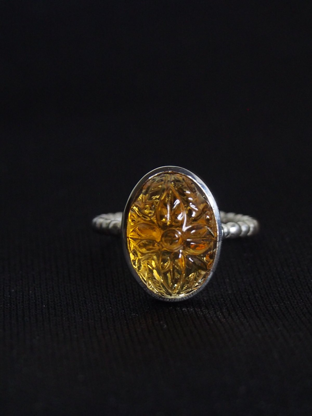 12号AAAカービングシトリンSVリング | Le Papillon Jewelry