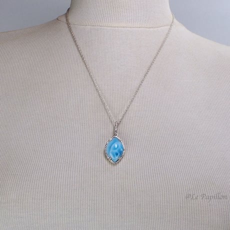 極上品カリブの水色ラリマー❤︎シルバーネックレス
