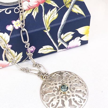 アラベスク＆極上トルマリン　18K&SVネックレス