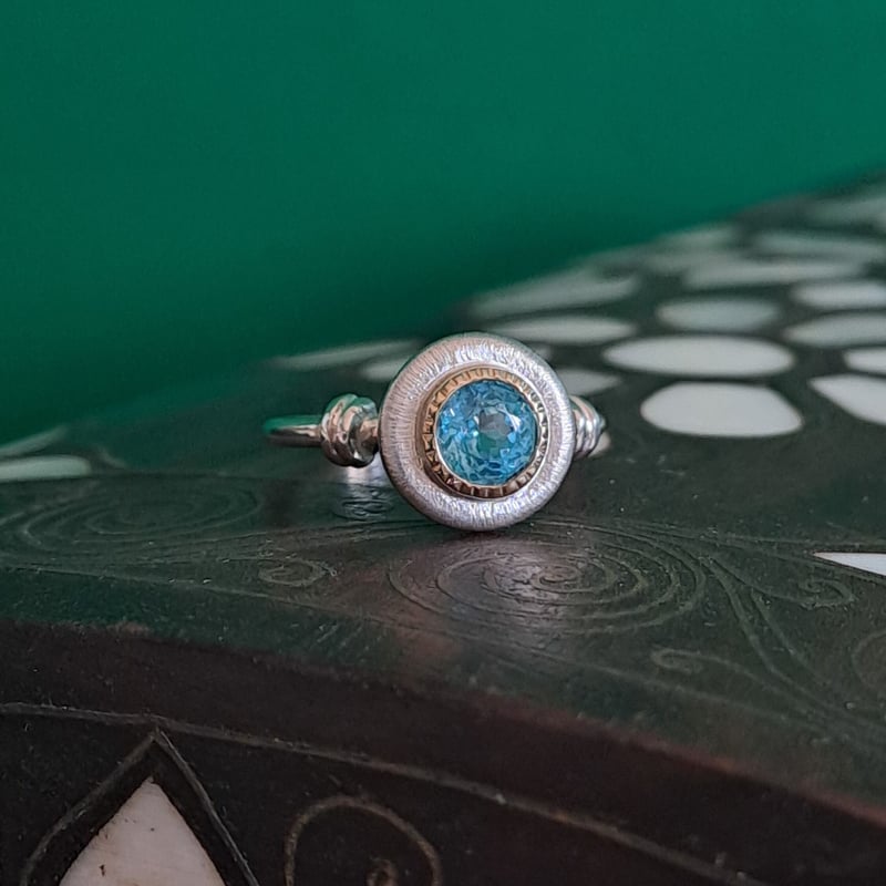 11.5号 ネオンブルーアパタイトK18&シルバーリング | Le Papillon Jewelry