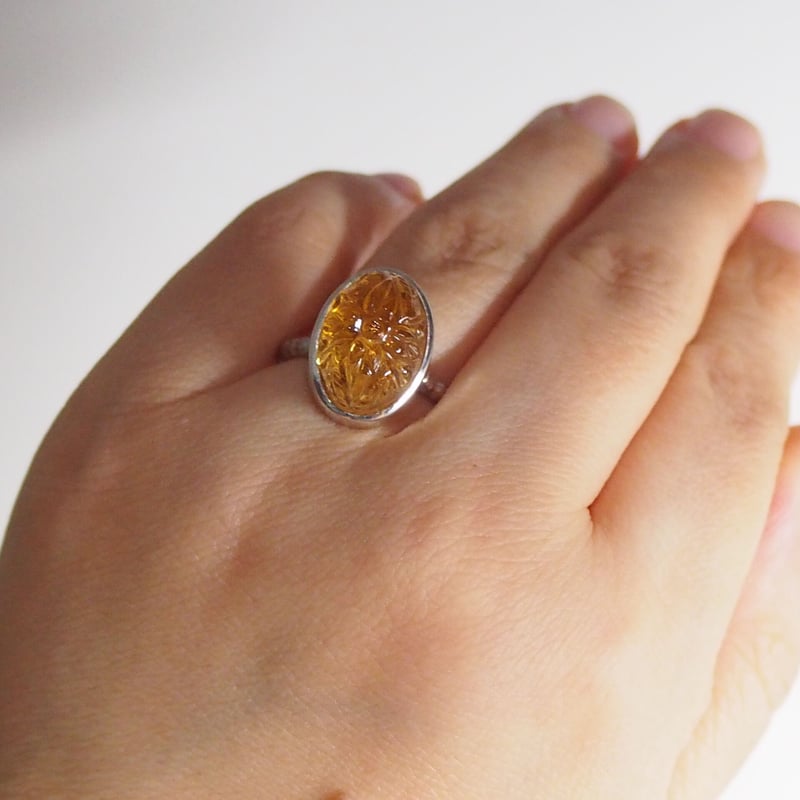 12号AAAカービングシトリンSVリング | Le Papillon Jewelry