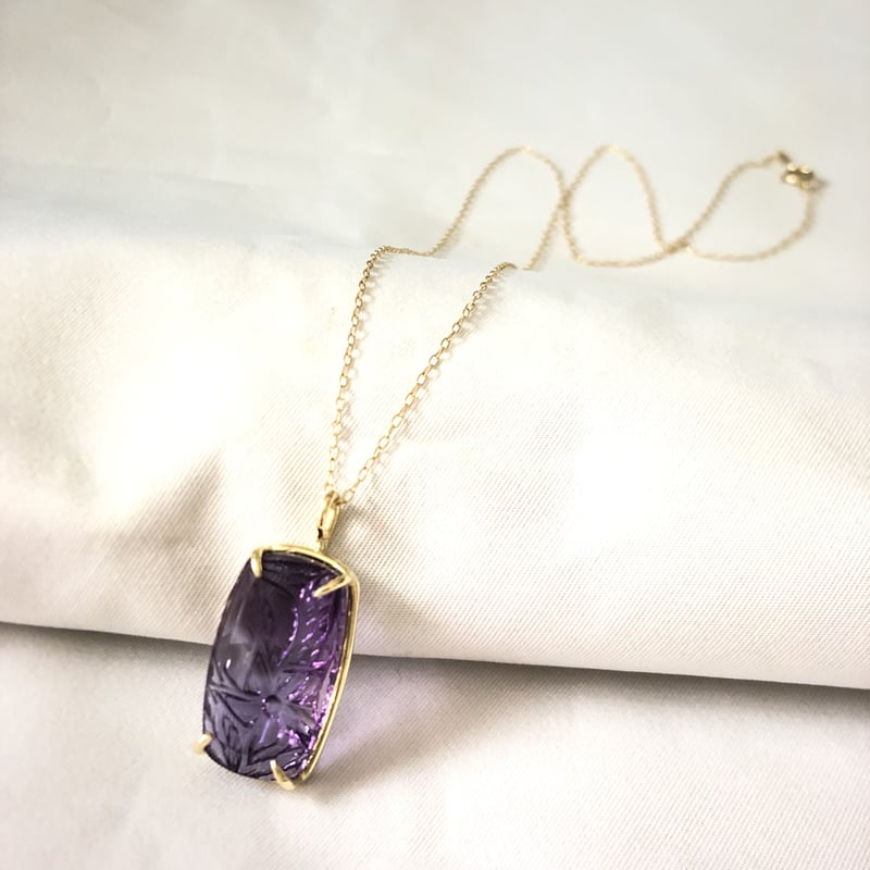 K18 美麗カービングアメジスト ネックレス | Le Papillon Jewelry