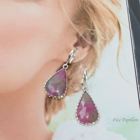 レア！大きめとても綺麗なルビーインフェルドスパー❤︎シルバーピアス