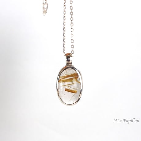 普段使いに！金線ルチルクォーツ❤︎シルバーネックレス