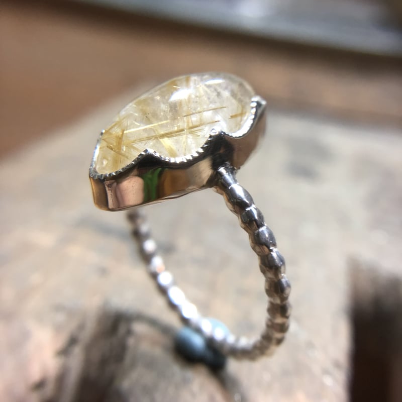 シルバーリング925プラチナコーティング（ルチルクォーツ） 15号 優しげルチルクォーツ シルバーリング | Le Papillon Jewelry