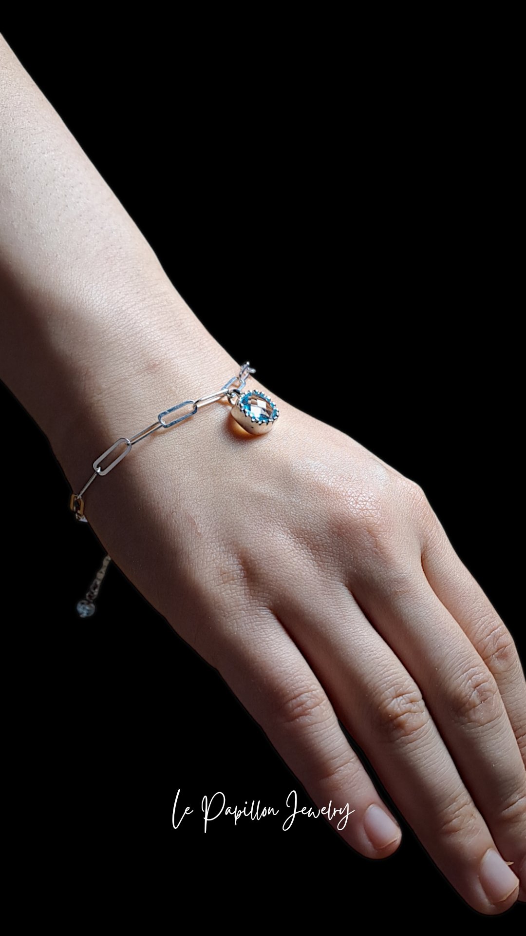煌めくブルートパーズ シルバーブレスレット | Le Papillon Jewelry