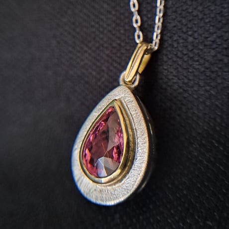 1.20ct 艶やかピンクトルマリン K18&シルバーネックレス