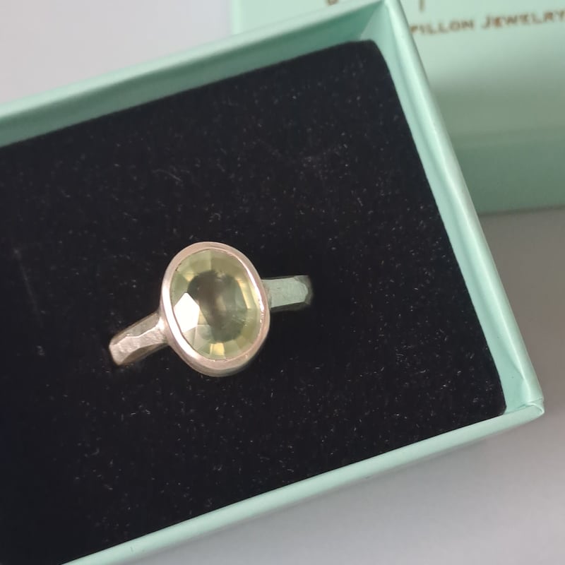 f様 プレナイト リング 16号 シルバー925 天然石プレナイト カルセドニー フリーサイズ