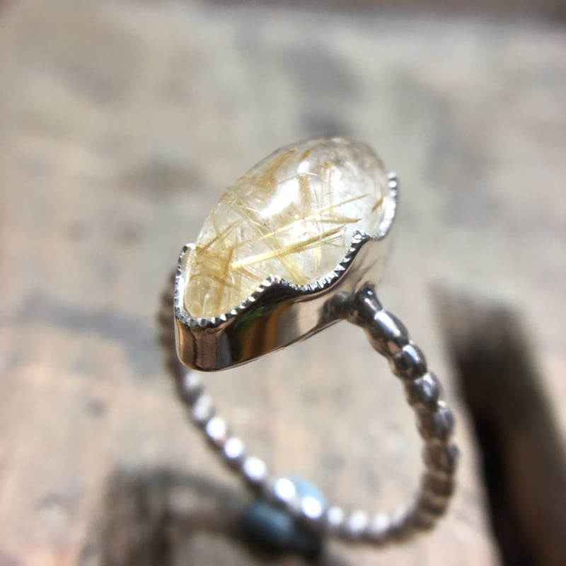 ルチルクォーツ シルバーリング 15号 優しげルチルクォーツ シルバーリング | Le Papillon Jewelry